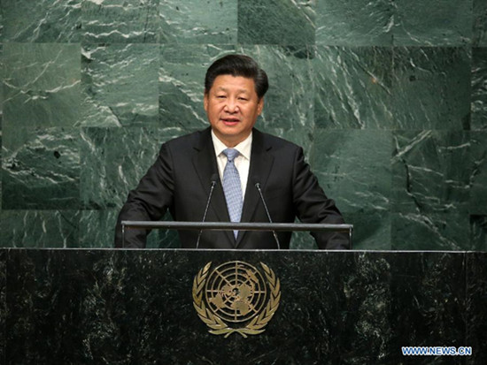 Chinese President Xi Jinping addresses the annual high-level general debate of the 70th session of the United Nations General Assembly at the UN headquarters in New York, the United States, Sept. 28, 2015. (Xinhua/Pang Xinglei) Chinese President Xi Jinping addresses the annual high-level general debate of the 70th session of the United Nations General Assembly at the UN headquarters in New York, the United States, Sept. 28, 2015. (Xinhua/Pang Xinglei)