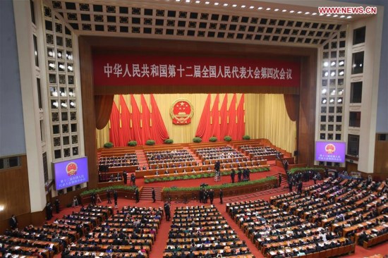 The closing meeting of the fourth session of the 12th National People's Congress is held at the Great Hall of the People in Beijing, capital of China, March 16, 2016. (Xinhua/Zhang Cheng) The closing meeting of the fourth session of the 12th National People's Congress is held at the Great Hall of the People in Beijing, capital of China, March 16, 2016. (Xinhua/Zhang Cheng)