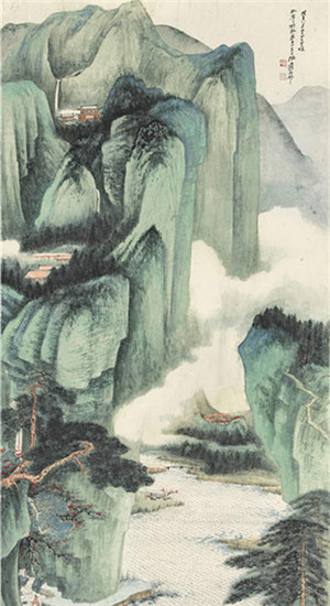 Zhang Daqian's Spring Clouds Amid Autumn Landscape will go under the hammer on Oct 4. (Photo provided to China Daily) Zhang Daqian's Spring Clouds Amid Autumn Landscape will go under the hammer on Oct 4. (Photo provided to China Daily)