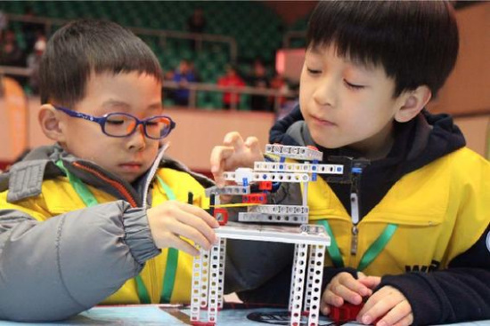 Children take part in an educational robot contest in Shanghai, March 4, 2017. (Photo/Shanghai Observer) Children take part in an educational robot contest in Shanghai, March 4, 2017. (Photo/Shanghai Observer)