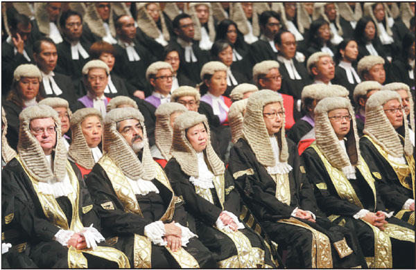 Judges and lawyers attend the Ceremonial Opening of the Legal Year 2017 at the Court of Final Appeal in January.(Roy Liu / China Daily) Judges and lawyers attend the Ceremonial Opening of the Legal Year 2017 at the Court of Final Appeal in January.(Roy Liu / China Daily)