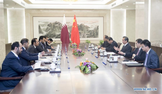 Chinese Foreign Minister Wang Yi meets with his Qatari counterpart Sheikh Mohammed bin Abdulrahman Al-Thani in Beijing, capital of China, July 20, 2017. (Xinhua/Ding Haitao) Chinese Foreign Minister Wang Yi meets with his Qatari counterpart Sheikh Mohammed bin Abdulrahman Al-Thani in Beijing, capital of China, July 20, 2017. (Xinhua/Ding Haitao)