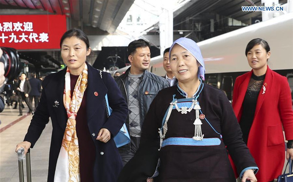 Delegates of Hunan Province to the 19th National Congress of the Communist Party of China (CPC) arrive in Beijing, capital of China, Oct. 16, 2017. The congress will start on Oct. 18 in Beijing. (Xinhua/Ding Haitao) Delegates of Hunan Province to the 19th National Congress of the Communist Party of China (CPC) arrive in Beijing, capital of China, Oct. 16, 2017. The congress will start on Oct. 18 in Beijing. (Xinhua/Ding Haitao)