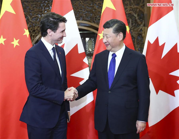 Chinese President Xi Jinping meets with Canadian Prime Minister Justin Trudeau in Beijing, capital of China, Dec. 5, 2017. (Xinhua/Xie Huanchi) Chinese President Xi Jinping meets with Canadian Prime Minister Justin Trudeau in Beijing, capital of China, Dec. 5, 2017. (Xinhua/Xie Huanchi)
