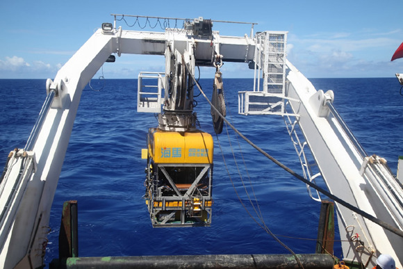 The Chinese-made unmanned submersible “Haima” can dive to a depth of 4,500 meters via remote control. (Photo/CGTN)