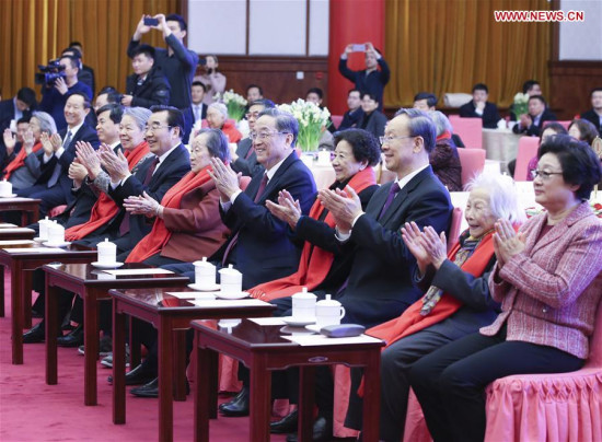 Yu Zhengsheng, chairman of the National Committee of the Chinese People's Political Consultative Conference (CPPCC), attends a Spring Festival reception held by CPPCC for the widows of late renowned figures in Beijing, capital of China, Feb. 1, 2018. (Xinhua/Yao Dawei) Yu Zhengsheng, chairman of the National Committee of the Chinese People's Political Consultative Conference (CPPCC), attends a Spring Festival reception held by CPPCC for the widows of late renowned figures in Beijing, capital of China, Feb. 1, 2018. (Xinhua/Yao Dawei)