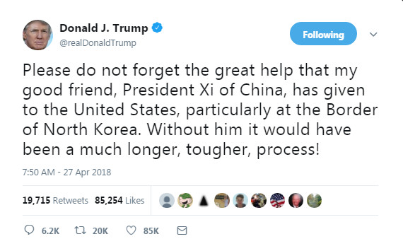Screen shot of U.S. President Donald Trump's tweet. Screen shot of U.S. President Donald Trump's tweet.
