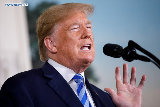 U.S. President Donald Trump delivers a speech at the White House in Washington D.C., the United States, on May 8, 2018. U.S. President Donald Trump said here on Tuesday that the United States will withdraw from the Iran nuclear deal, a landmark agreement signed in 2015. (Xinhua/Ting Shen) U.S. President Donald Trump delivers a speech at the White House in Washington D.C., the United States, on May 8, 2018. U.S. President Donald Trump said here on Tuesday that the United States will withdraw from the Iran nuclear deal, a landmark agreement signed in 2015. (Xinhua/Ting Shen)
