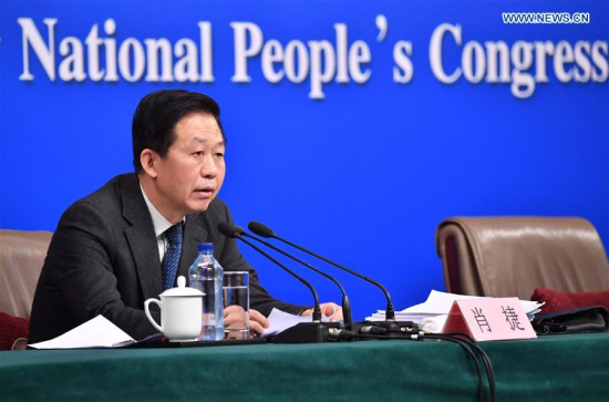 Chinese Minister of Finance Xiao Jie answers questions on reform of fiscal and taxation system and financial work at a press conference for the fifth session of the 12th National People's Congress in Beijing, capital of China, March 7, 2017. (Xinhua/Li Xin) Chinese Minister of Finance Xiao Jie answers questions on reform of fiscal and taxation system and financial work at a press conference for the fifth session of the 12th National People's Congress in Beijing, capital of China, March 7, 2017. (Xinhua/Li Xin)