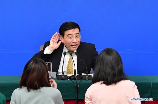 Miao Wei, Minister of Industry and Information Technology, communicates with journalists after a press conference on Made in China 2025 plan for the fifth session of the 12th National People's Congress in Beijing, capital of China, March 11, 2017. (Xinhua/Li Xin) Miao Wei, Minister of Industry and Information Technology, communicates with journalists after a press conference on Made in China 2025 plan for the fifth session of the 12th National People's Congress in Beijing, capital of China, March 11, 2017. (Xinhua/Li Xin)