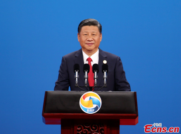 Chinese President Xi Jinping delivers a keynote speech at the opening ceremony of the Belt and Road Forum (BRF) for International Cooperation opens in Beijing, capital of China, May 14, 2017. (Photo: China News Service/Du Yang) Chinese President Xi Jinping delivers a keynote speech at the opening ceremony of the Belt and Road Forum (BRF) for International Cooperation opens in Beijing, capital of China, May 14, 2017. (Photo: China News Service/Du Yang)
