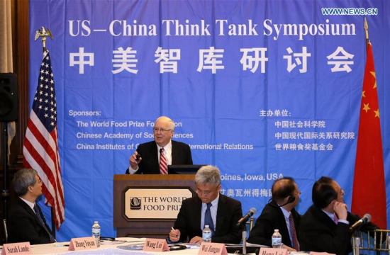 Kenneth Quinn, president of World Food Prize Foundation, addresses the U.S.-China Think Tank Symposium in Des Moines, the United States, on June 12, 2017. (Xinhua/Wang Ping) Kenneth Quinn, president of World Food Prize Foundation, addresses the U.S.-China Think Tank Symposium in Des Moines, the United States, on June 12, 2017. (Xinhua/Wang Ping)
