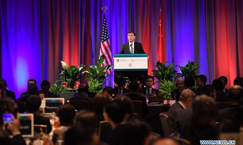 Chinese Vice Premier Wang Yang addresses a business luncheon ahead of the first China-US Comprehensive Economic Dialogue in Washington, the United States, on July 18, 2017. (Xinhua/Yin Bogu) Chinese Vice Premier Wang Yang addresses a business luncheon ahead of the first China-US Comprehensive Economic Dialogue in Washington, the United States, on July 18, 2017. (Xinhua/Yin Bogu)
