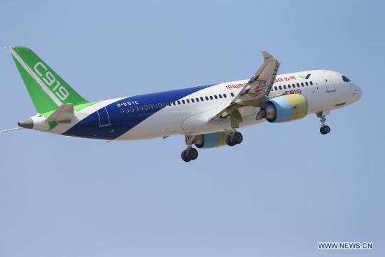The second plane of China's homegrown large passenger plane, the C919, takes off from Pudong International Airport in Shanghai, east China, Dec. 17, 2017. The second plane of the C919 made its first test flight in Shanghai on Sunday. (Xinhua/Ding Ting) The second plane of China's homegrown large passenger plane, the C919, takes off from Pudong International Airport in Shanghai, east China, Dec. 17, 2017. The second plane of the C919 made its first test flight in Shanghai on Sunday. (Xinhua/Ding Ting)