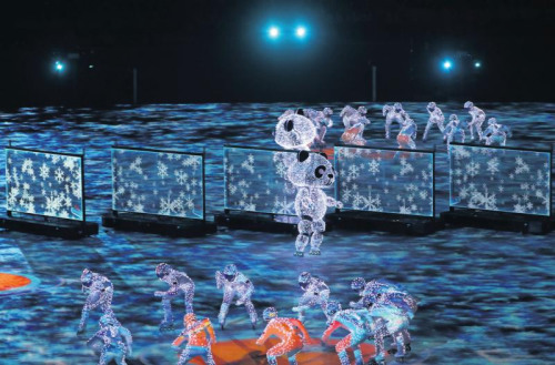 Five of the 24 Chinese-made robots that took part in the closing ceremony of the 2018 Pyeongchang Winter Olympics