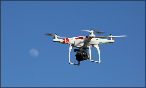 A drone with camera flies high in the sky. (File photo) A drone with camera flies high in the sky. (File photo)