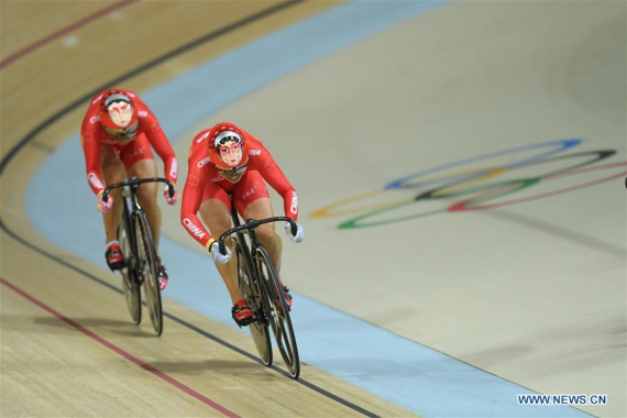 Chinese cyclists Gong Jinjie (front) and Zhong Tianshi compete during the final of women's team sprint cycling track at the 2016 Rio Olympic Games in Rio de Janeiro, Brazil, on Aug. 12, 2016. (Photo: Xinhua/Li Ga) Chinese cyclists Gong Jinjie (front) and Zhong Tianshi compete during the final of women's team sprint cycling track at the 2016 Rio Olympic Games in Rio de Janeiro, Brazil, on Aug. 12, 2016. (Photo: Xinhua/Li Ga)