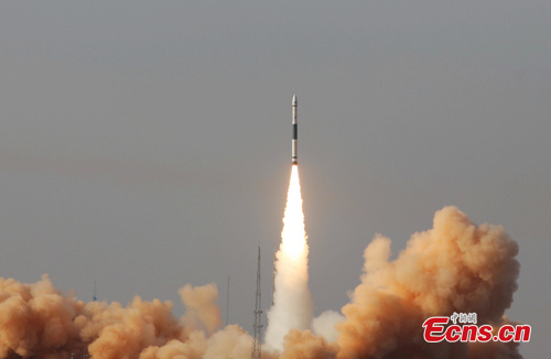 The rocket Kuaizhou-1A carrying the satellite JL-1 and two CubeSats XY-S1 and Caton-1 blasts off from Jiuquan Satellite Launch Center in northwest China's Gansu Province, Jan. 9, 2017. (File photo/China News Service) The rocket Kuaizhou-1A carrying the satellite JL-1 and two CubeSats XY-S1 and Caton-1 blasts off from Jiuquan Satellite Launch Center in northwest China's Gansu Province, Jan. 9, 2017. (File photo/China News Service)