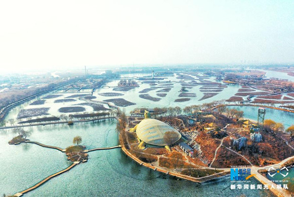 The aerial photo taken on Jan. 1, 2018 shows a view of Baiyangdian, one of the largest freshwater wetlands in north China, in Anxin County, north China's Hebei Province. (Xinhuanet/Mao Heran) The aerial photo taken on Jan. 1, 2018 shows a view of Baiyangdian, one of the largest freshwater wetlands in north China, in Anxin County, north China's Hebei Province. (Xinhuanet/Mao Heran)