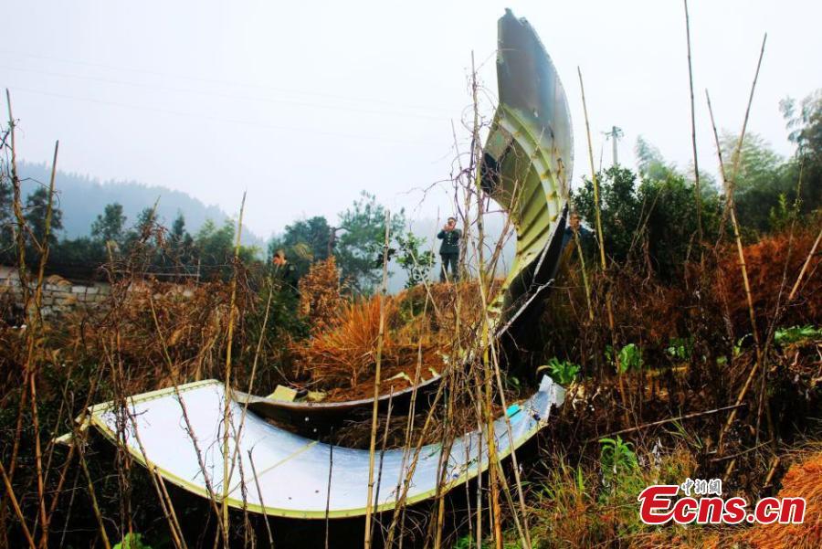 Payload fairing of satellite Gaofen-4 found in E China(1/3)