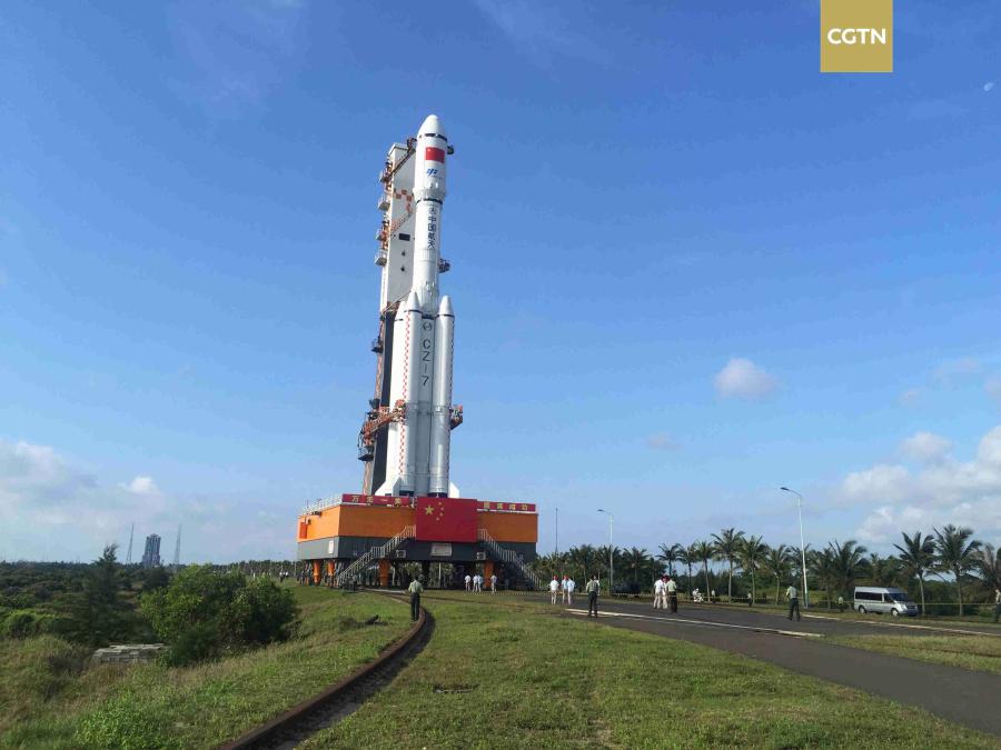 Carrier rocket transferred to launch pad for Tianzhou-1 space cargo mission(1/2)
