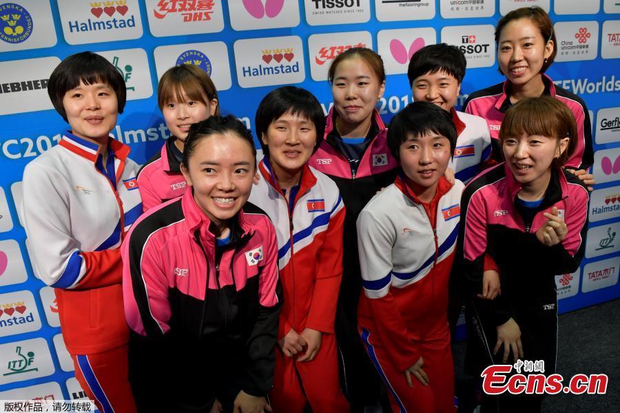 Table Tennis: Koreas form unified team at world championships(1/3)