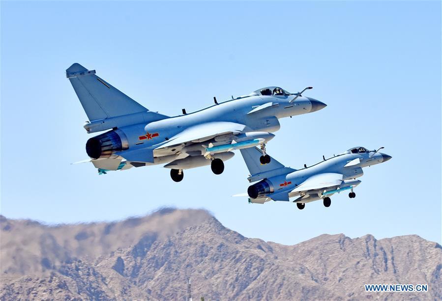 Undated photo shows Chinese Air Force jet fighters attending the \