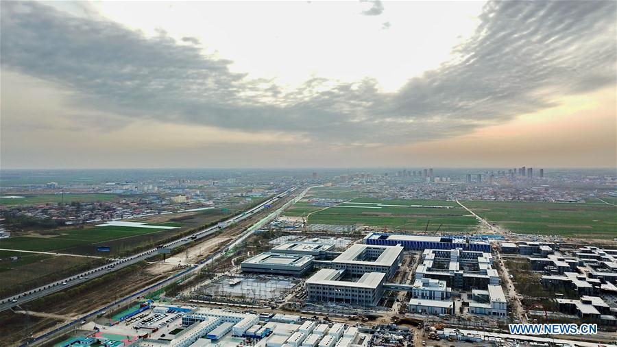 Aerial photo taken on March 29, 2018 shows the citizen service center of Xiong\'an in north China\'s Hebei Province, March 29, 2018. This year marks the 40th anniversary of China\'s starting to implement reform and opening up policy. (Xinhua/Mou Yu)