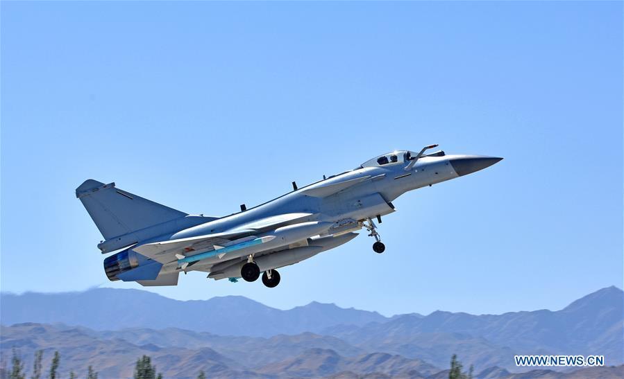 Undated photo shows a Chinese Air Force jet fighter attending the \