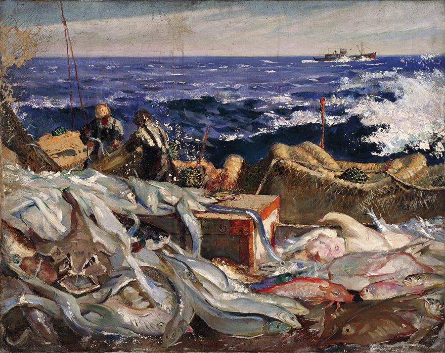 Sea, by Dai Ze (Photo provided to China Daily)
Since its establishment in 1918, the Central Academy of Fine Arts (formally called Beiping School of Arts) has assembled a collection of more than 18,000 works of art, of which a significant amount are donated by its students and teachers. There are also acquisitions from international artists and institutions.
On Monday, to mark its centenary, CAFA released an album comprising 10 volumes and featuring 2,000 objects from its collection.
The categories covered by the album include classic Chinese paintings, modern Chinese works across several media, Chinese folk art, such as New Year paintings and picture books, as well as foreign artworks.