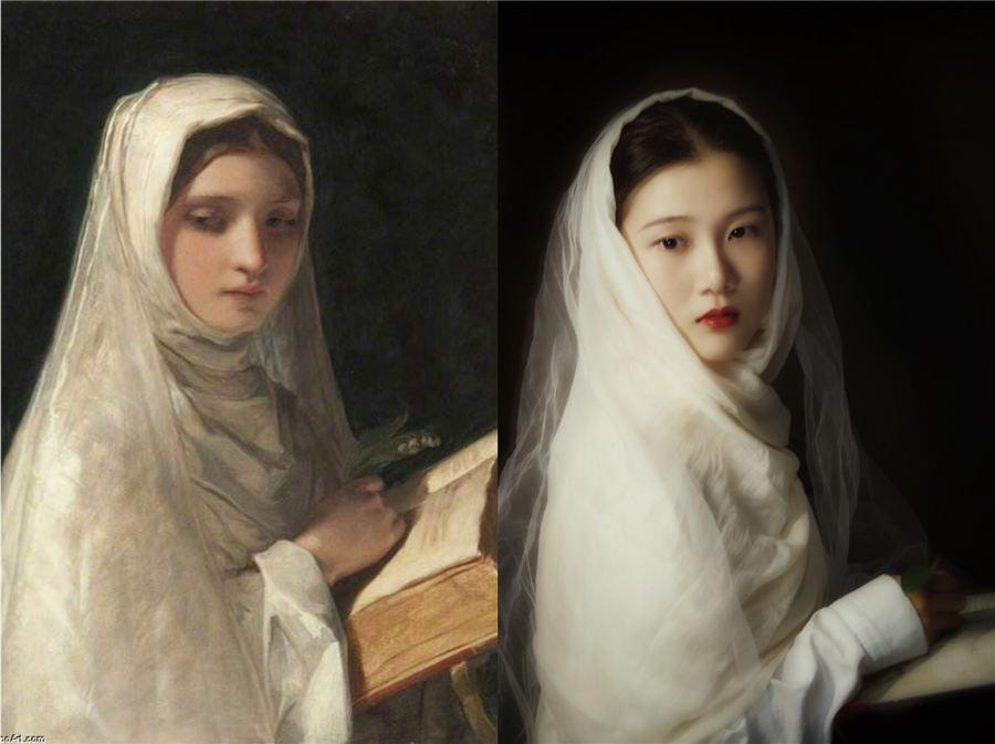 Students from Yunnan University Dianchi College spent two days creating look of a geisha and famous paintings. The artists used no professional lighting or any special effects. (Photo by Zhu Yuhang and Xu Yuya/chinadaily.com.cn)