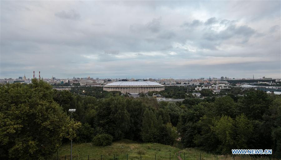 Photo taken on Aug. 29, 2017 shows the outside view of Luzhniki Stadium which will host the 2018 World Cup matches in Moscow, Russia. (Xinhua/Wu Zhuang)