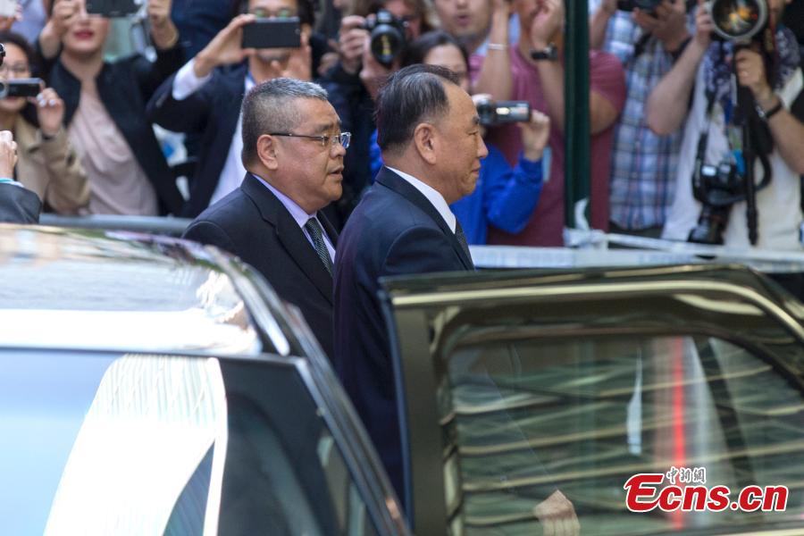Kim Yong Chol, vice chairman of the ruling Workers\' Party of Korea (WPK) Central Committee, arrives at the U.N. headquarters in New York, U.S., May 30, 2018. As the highest-level DPRK official to visit the United States in 18 years, Kim will meet with U.S. Secretary of State Mike Pompeo this week. (Photo: China News Service/Liao Pan)