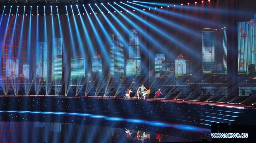 A lights and fireworks show with the theme of \
