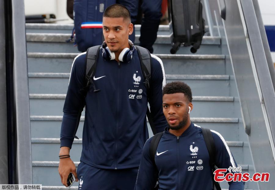 France national soccer team arrive at the Sheremetyevo international airport, outside Moscow, Russia, June 10, 2018 to compete in the 2018 World Cup in Russia. (Photo/Agencies)