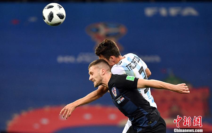 A match between Argentina and Croatia in a Group D match of the World Cup in Nizhny Novgorod, Russia, June 21, 2018. Croatia won 3-0. (Photo: China News Service/Mao Jianjun)