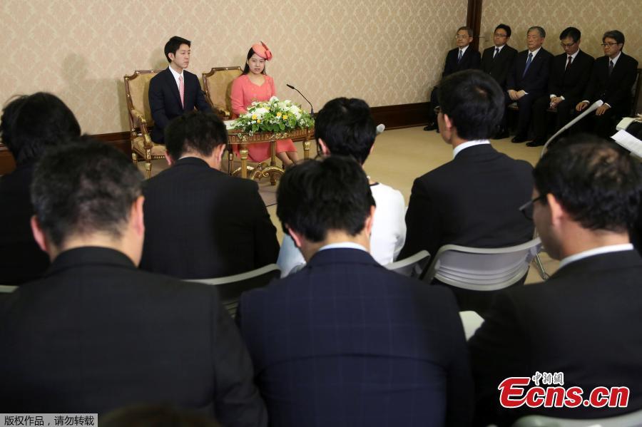 Japanese Princess Ayako, the third daughter of the late Prince Takamado, and her fiance Kei Moriya, a 32-year-old employee of shipping firm NYK Line, attend a news conference to announce their engagement at the Imperial Household Agency in Tokyo, Japan, July 2, 2018. Ayako has become the second Japanese princess in two years to announce she’s marrying a commoner, a move that will force her to renounce her royal status.(Photo/Agencies)