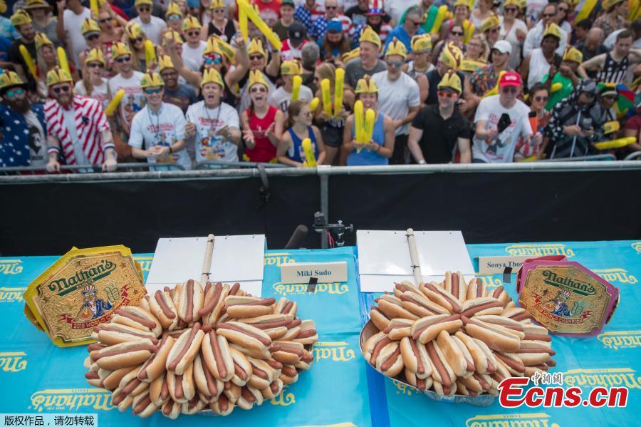 The annual Nathan\'s Hot Dog Eating Contest in Brooklyn, New York City, U.S., July 4, 2018. (Photo/Agencies)