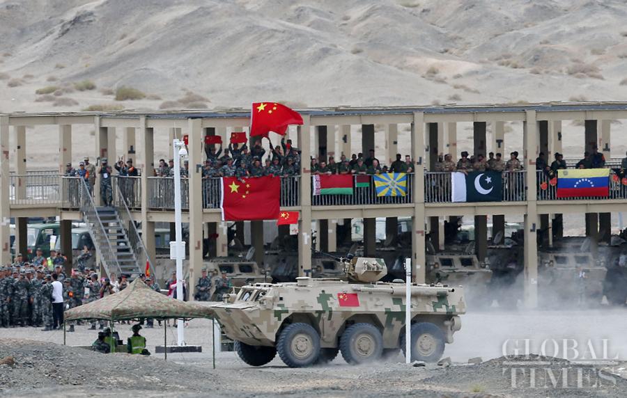 The Chinese Air defense force detachment has secured a leading position over its competitors from Belarus, Egypt, Pakistan,Russia, Uzbekistan and Venezuela in the “clear sky for air defense missile operators” segment of the International Army Games 2018 in Korla, Northwest China\'s Xinjiang Uyghur Autonomous Region on Tuesday. (Photos: Cui Meng/GT)