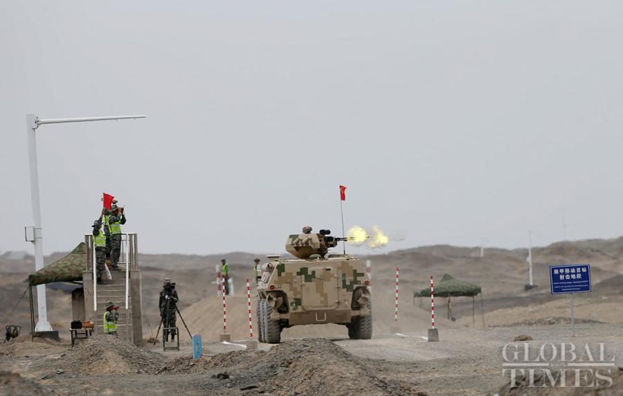 The Chinese Air defense force detachment has secured a leading position over its competitors from Belarus, Egypt, Pakistan,Russia, Uzbekistan and Venezuela in the “clear sky for air defense missile operators” segment of the International Army Games 2018 in Korla, Northwest China\'s Xinjiang Uyghur Autonomous Region on Tuesday. (Photos: Cui Meng/GT)