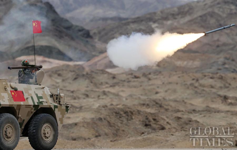 The Chinese Air defense force detachment has secured a leading position over its competitors from Belarus, Egypt, Pakistan,Russia, Uzbekistan and Venezuela in the “clear sky for air defense missile operators” segment of the International Army Games 2018 in Korla, Northwest China\'s Xinjiang Uyghur Autonomous Region on Tuesday. (Photos: Cui Meng/GT)
