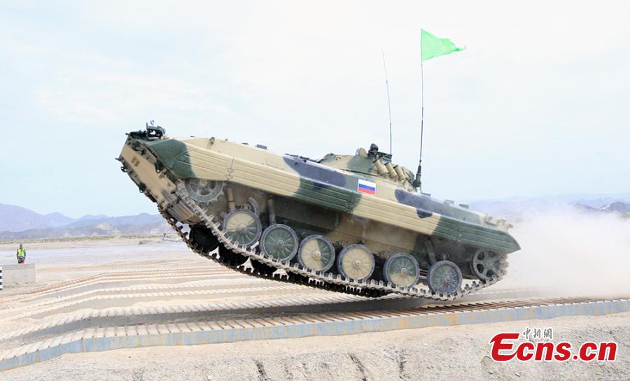 A Russian infantry fighting vehicle during the \