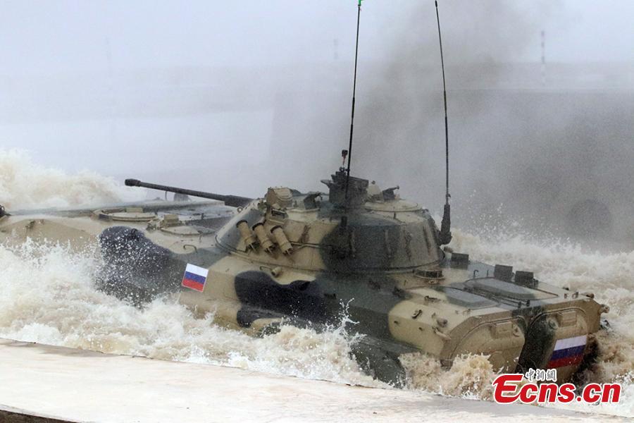 A Russian infantry fighting vehicle during the \