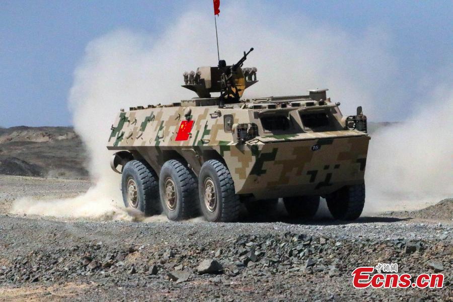 A Chinese military vehicle takes part in the \