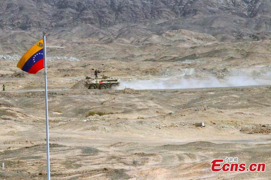 A Venezuelan military vehicle takes part in the \