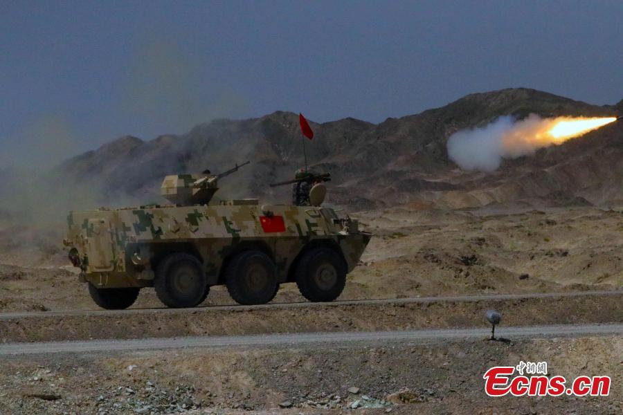 A Chinese military vehicle takes part in the \