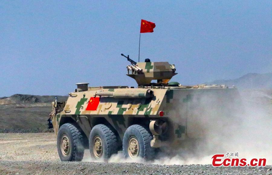 A Chinese military vehicle takes part in the \