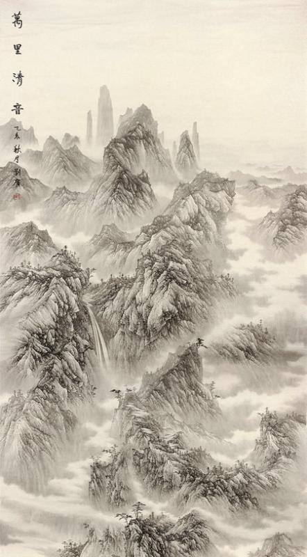 Liu Guang’s paintings are now shown at a solo exhibition, titled The Sound of Mountains and Waters, at the Poly Art Museum in Beijing. (Photo provided by chinadaily.com.cn)