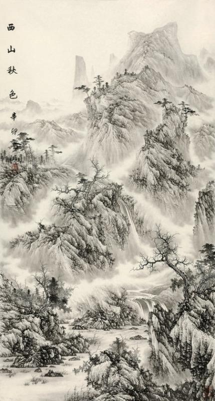 Liu Guang’s paintings are now shown at a solo exhibition, titled The Sound of Mountains and Waters, at the Poly Art Museum in Beijing. (Photo provided by chinadaily.com.cn)