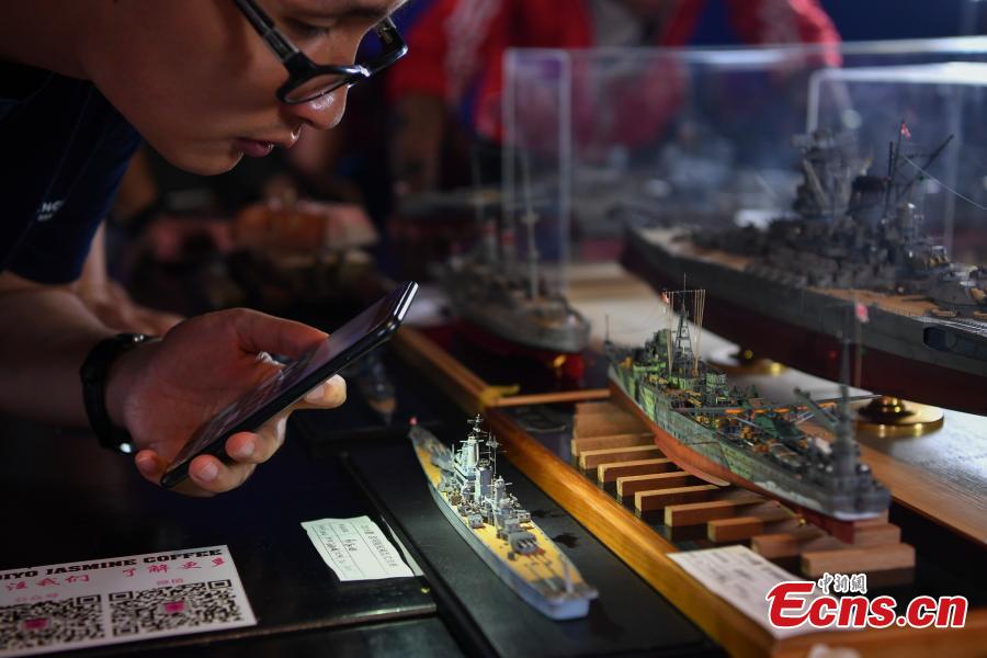 Model ships are on show at an event in Kunming City, Southwest China’s Yunnan Province, Aug. 25, 2018. Judges were invited score the models, which were replicas of various vessels, including warships. (Photo: China News Service/Liu Ranyang)